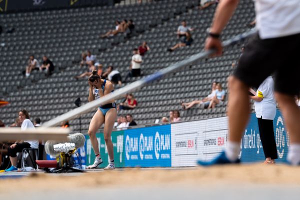 Maria Purtsa (LAC Erdgas Chemnitz) im Dreisprung waehrend der deutschen Leichtathletik-Meisterschaften im Olympiastadion am 25.06.2022 in Berlin